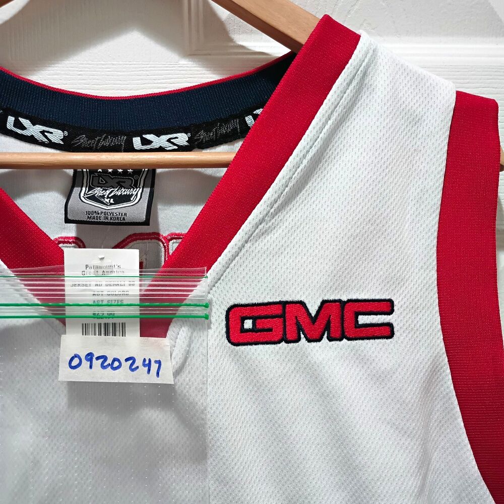 DXR Men's XL White/Red/Blue Mesh Breathable V-Neck Jersey GMC Denali 23